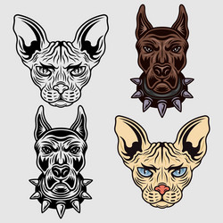 animals set objects in two styles vector image