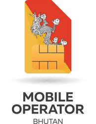 Bhutan mobile operator sim card with flag vector