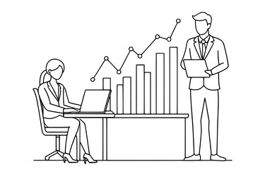 business people working for data analytics graph vector image