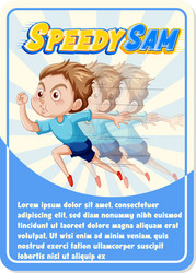 character game card template with word speedy vector image