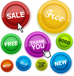 cool glossy buttons for your business website vector image