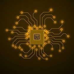 cpu microprocessor microchip circuit board vector image