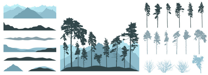 design elements of forest trees constructor vector image
