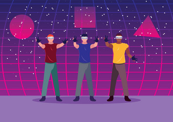 design men using technology augmented vector image