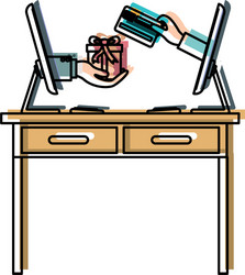 desk table with drawers front view and desktop vector image
