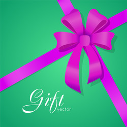 Gift bow wide violet ribbons four petals vector