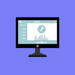 media player application app template with flat vector image