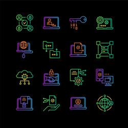 modern computer network technology icons set vector image