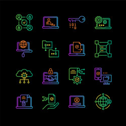 modern computer network technology icons set vector