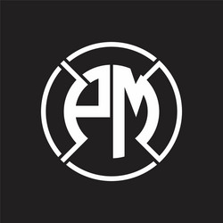 pm logo monogram with four part circle slash vector image