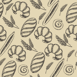 Seamless bakery pattern retro design vector