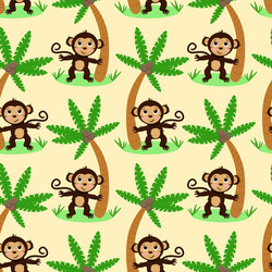 seamless pattern with monkey and palm vector