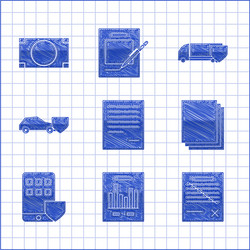 set document with graph chart delete file vector image