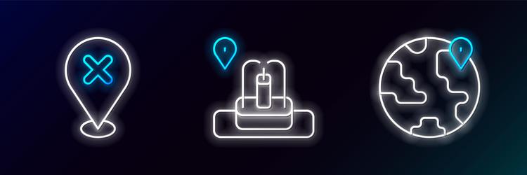set line location on the globe with cross mark vector image