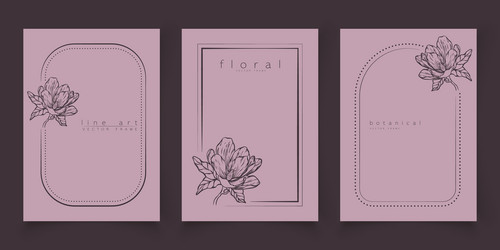 set of frame templates in minimal linear style vector image