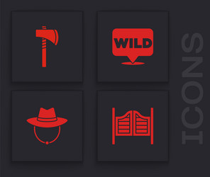 set saloon door tomahawk axe pointer to wild vector image