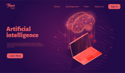 Artificial intelligence system landing web page vector