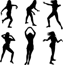 Dancing Woman Silhouettes Vector Image