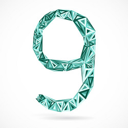 geometric number nine with triangles vector image