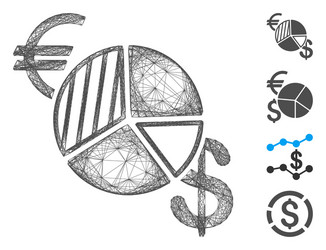 Linear currency pie chart mesh vector