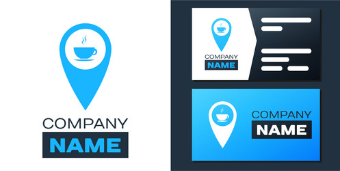 logotype map pointer with hot coffee cup icon vector image
