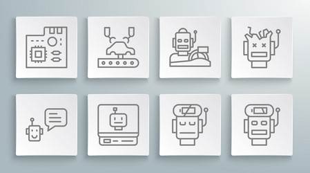 set line bot robotic robot arm on factory low vector image