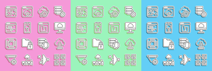 Set line hierarchy organogram chart cloud vector