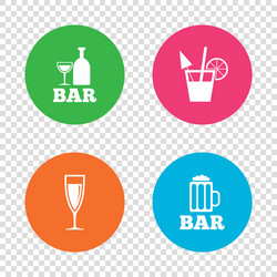 Bar or pub icons glass of beer and champagne vector