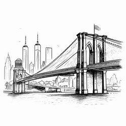 Comic Brooklyn Bridge Royalty Free Vector Image