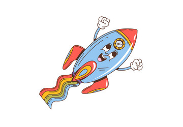 Psychedelic Space Rocket Character vector image