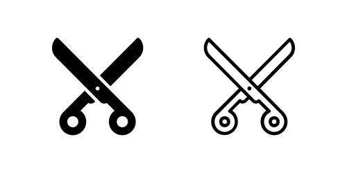scissor icon set for cutting craft and office use vector image