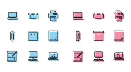 set line blank notebook and pencil with eraser vector image