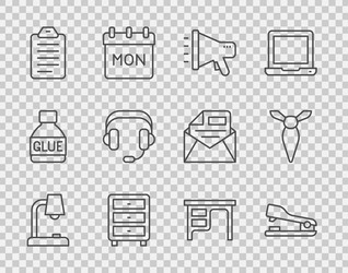 set line table lamp stapler megaphone archive vector image