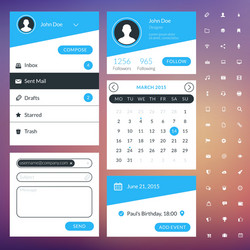 set of flat design ui elements for website vector image