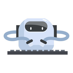 white robot working with keyboard using artificial vector image