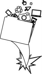 figure file with technological icons and hole vector image