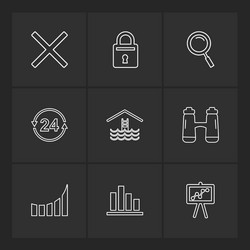 lock search cross chart graph percentage vector image