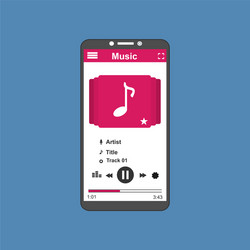 media player application app template with flat vector image