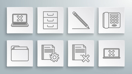 set line document folder drawer with documents vector image