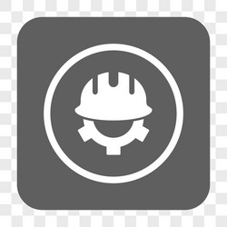 Development helmet rounded square button vector