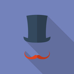 Hat and moustaches flat style icon vector