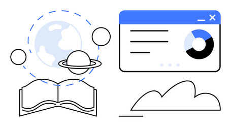 interactive learning with space exploration vector image