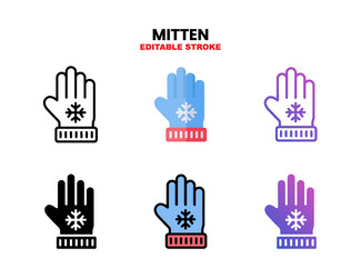 mittens icon set with different styles vector image