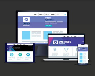 Mockup responsive web concept website development vector