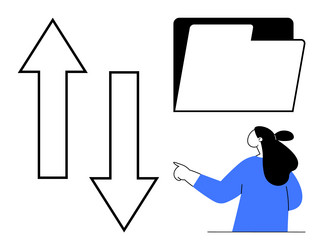 person pointing towards folder with up and down vector image
