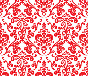 seamless elegant damask pattern red and white vector image