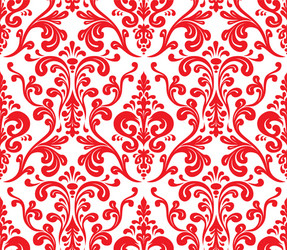 seamless elegant damask pattern red and white vector