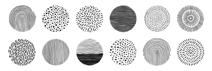 abstract line pattern circle set hand drawn vector image