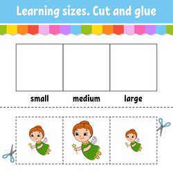 learning sizes cut and glue easy level color vector image