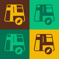 pop art map pointer with taxi car icon isolated vector image